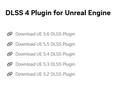 Downloading the DLSS plugin for a specific Unreal version