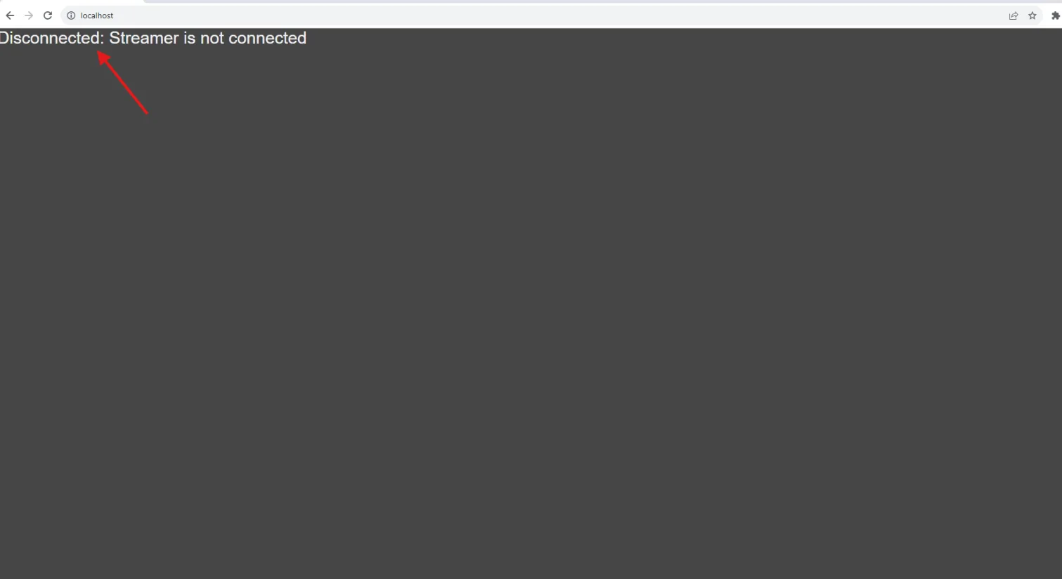 The signalling server page with no stream connected