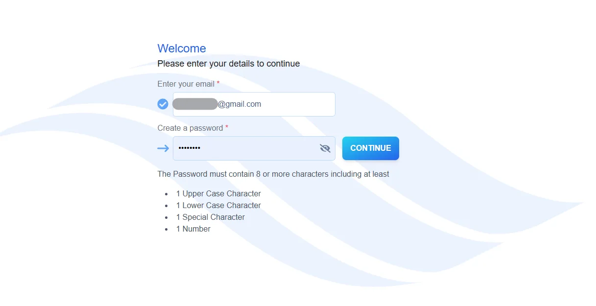 Choosing a password during sign-up