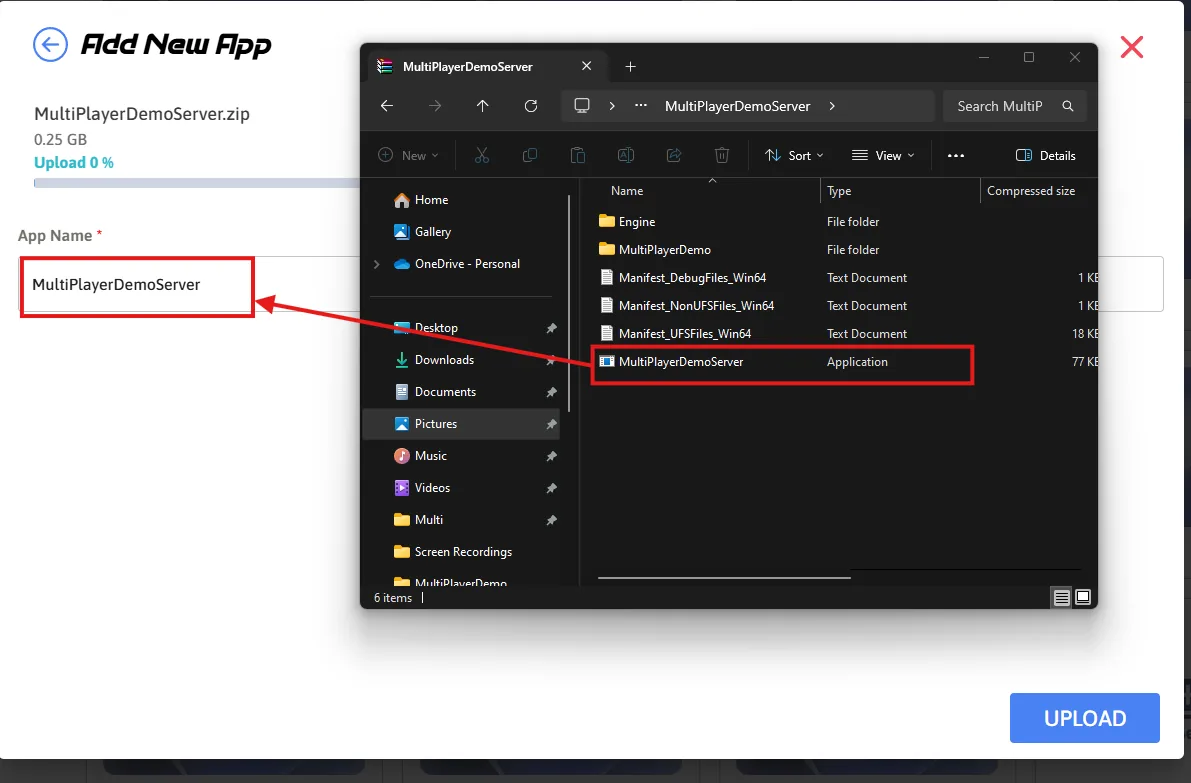 Naming the server app to match its executable