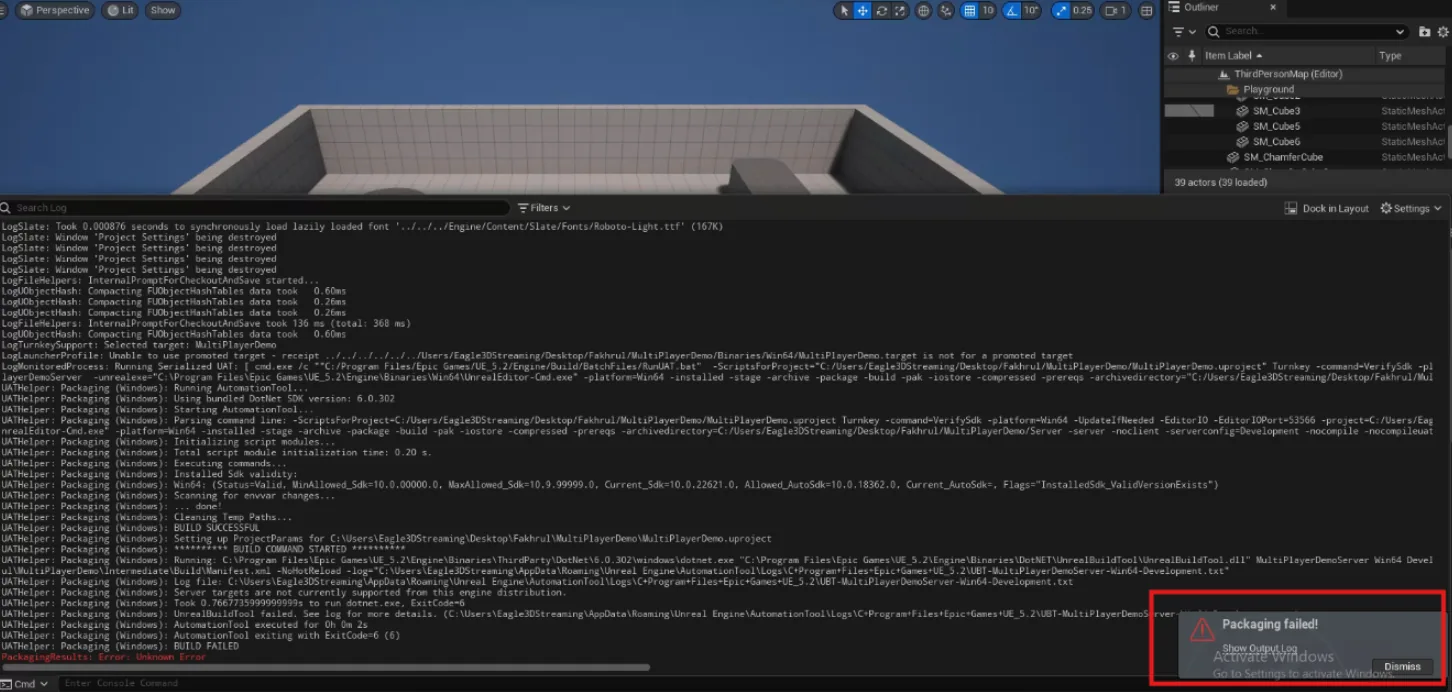 Packaging failing with an unknown error on a binary engine build