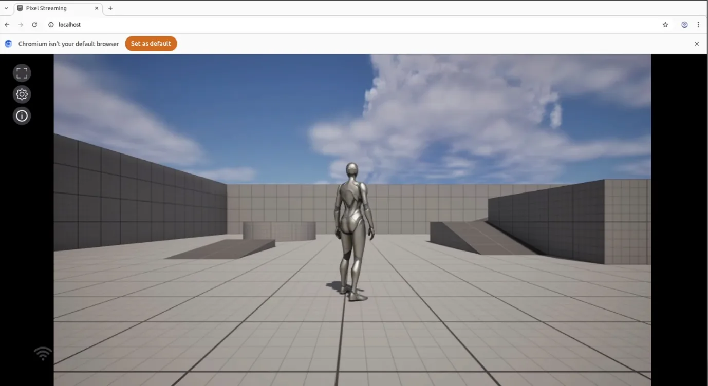 The Linux app streaming in a local browser