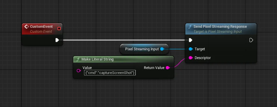 Sending the screenshot command manually with Send Pixel Streaming Response