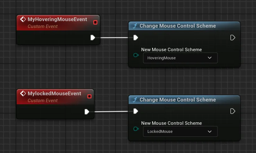 The Change Mouse Control Scheme node with its dropdown