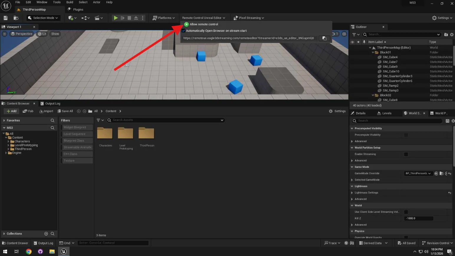 Enabling Allow Remote Control from the toolbar dropdown