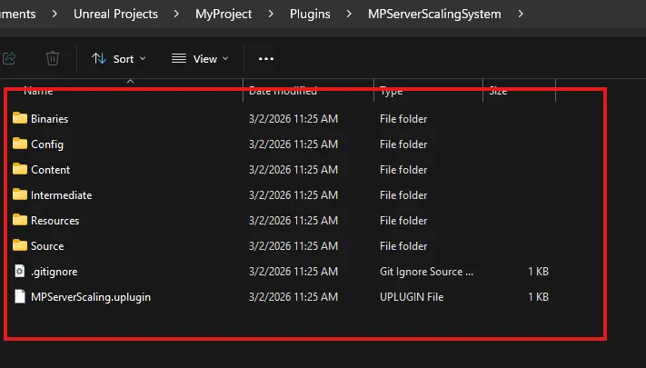 The plugin extracted into the project's Plugins folder